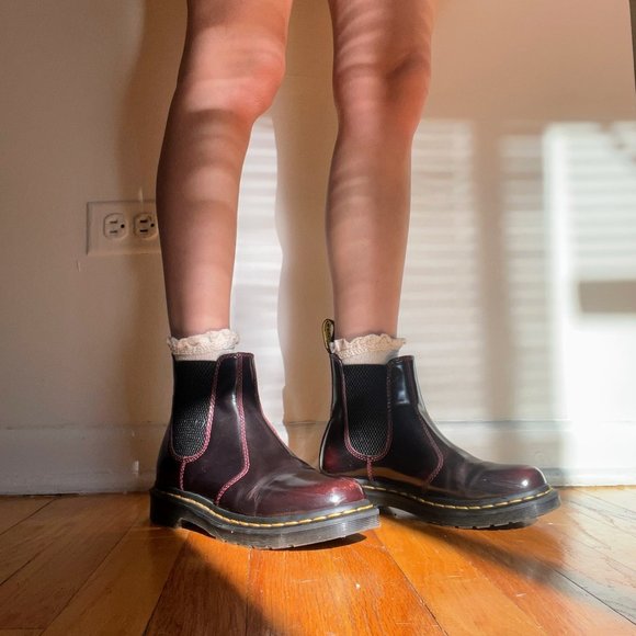 Cherry Red Dr. Martens 2976 Chelsea Boots - Picture 2 of 6